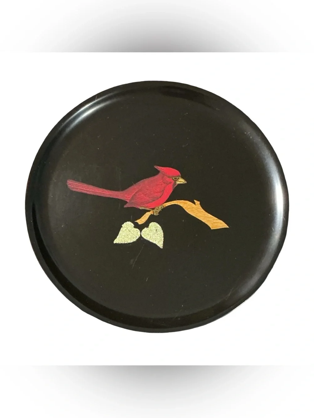 Vintage Couroc of Monterey Handmade Cardinal Bird Inlay Serving Tray